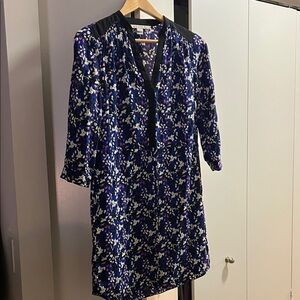 Diane Von Furstenberg Blue Floral Long Sleeve Dress